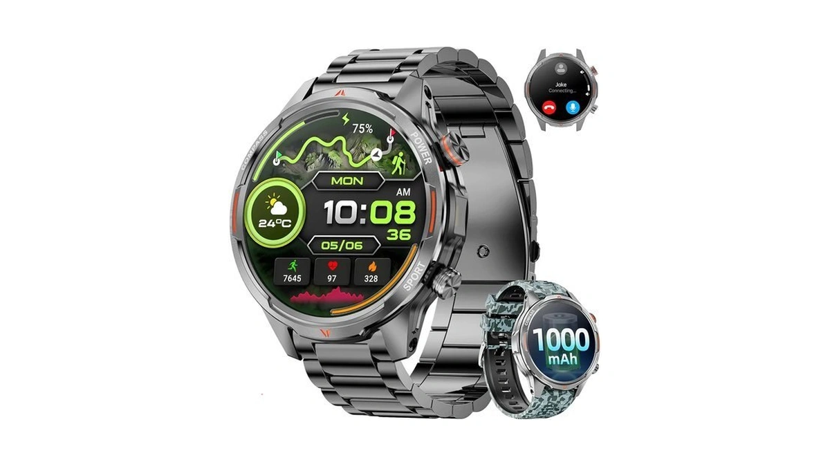 Military Smartwatch For Men, 100-day Standby, Bluetooth Call With Compass
