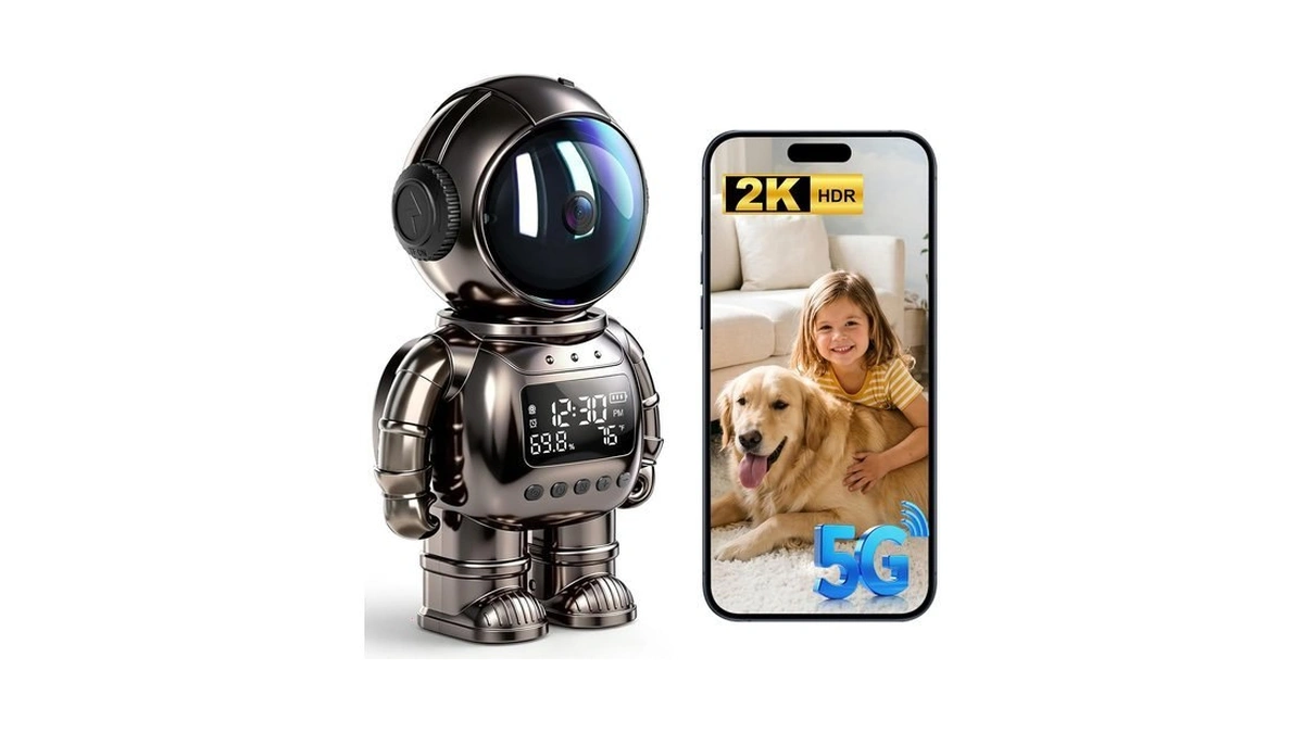 Gbiut Robot Alarm Clock Camera, 2k Hd 5g/2.4ghz Wifi Pet