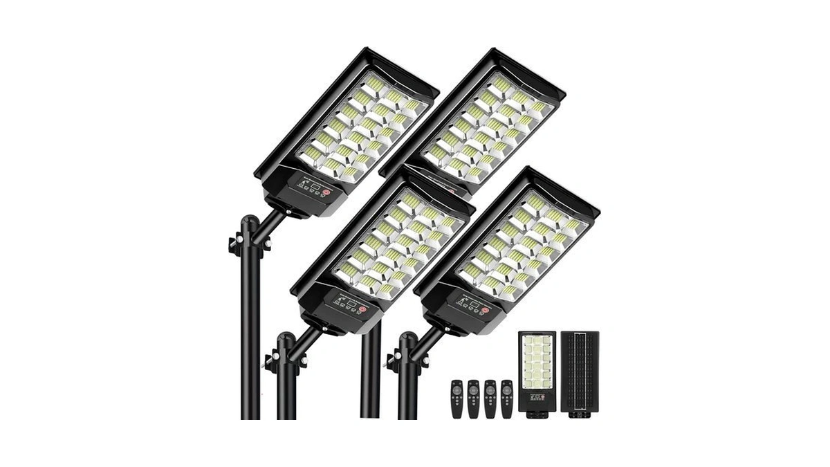 4 Pack Solar Street Lights Outdoor, Waterproof Motion Sensor Flood