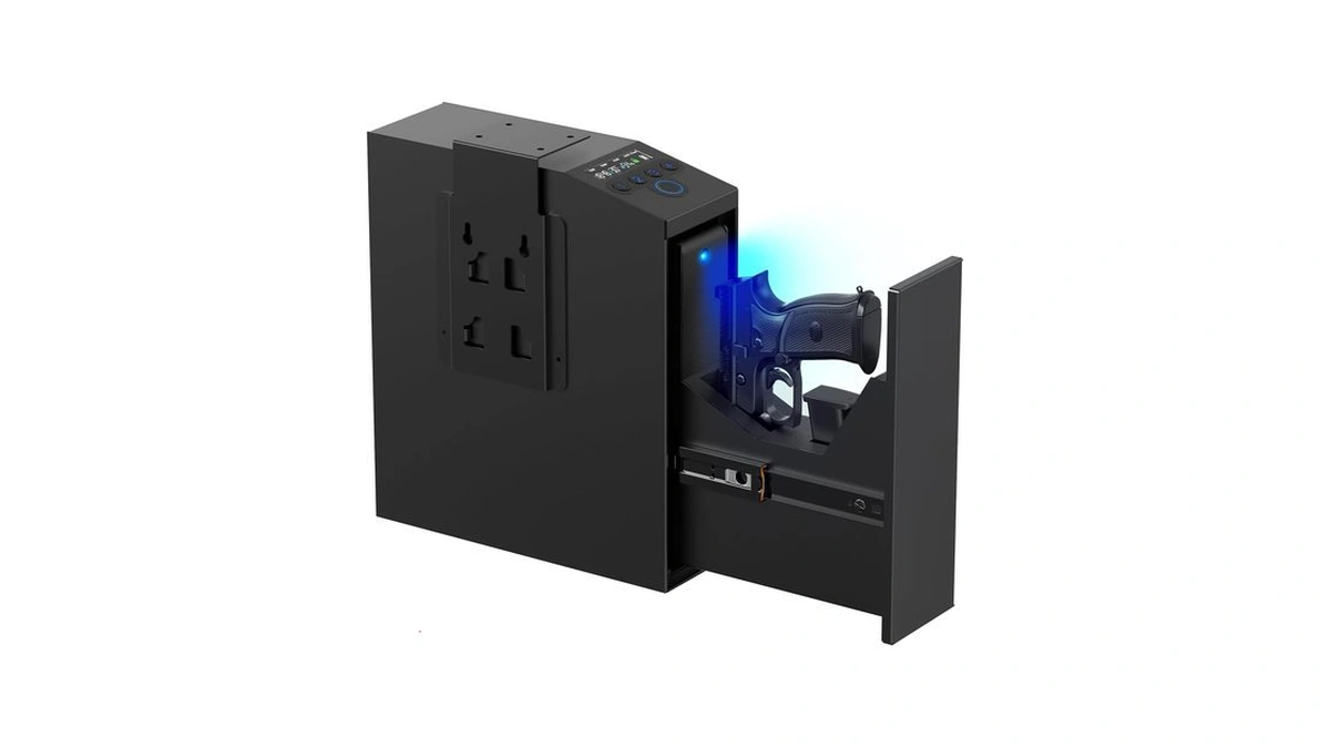 Biometric Gun Safe For Handgun Quick Slider Bedside Pistol Safe