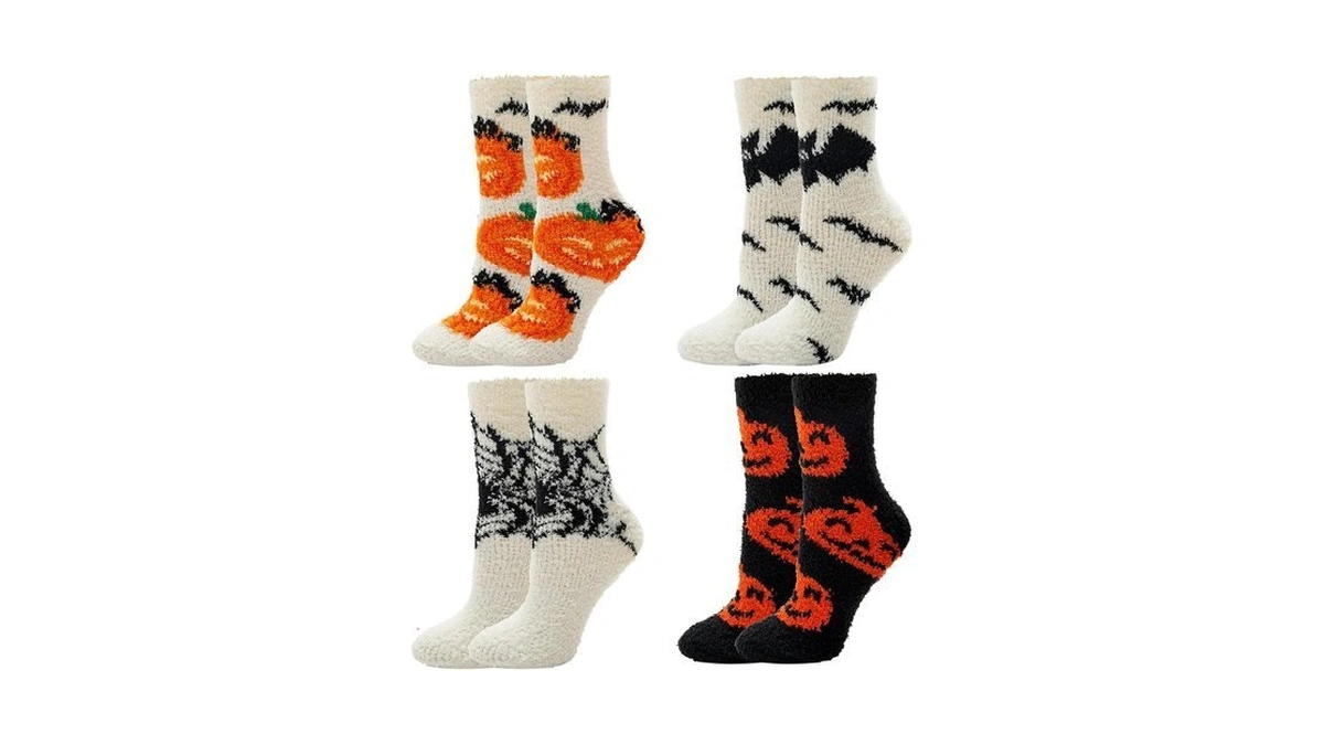 Bonangel Halloween Fuzzy Socks For Women, Fluffy Winter Warm Slipper