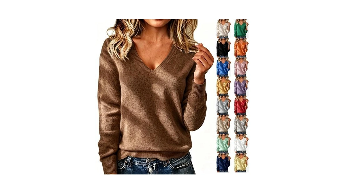 Cashmere Sweaters For Women V Neck Fall Lightweight Knit Pullover