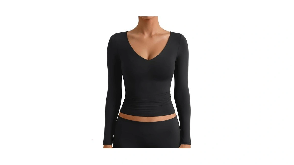 Efan Long Sleeve Shirts For Women Double Lined V Neck