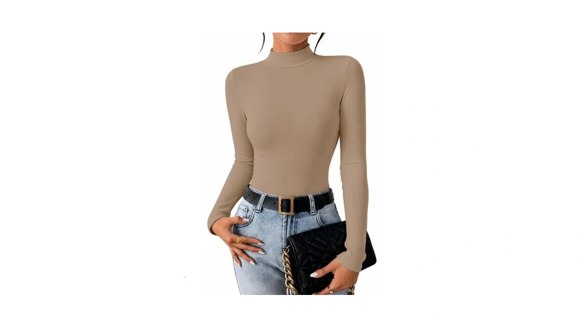 Ekouaer Women Mock Turtleneck Tops Long Sleeve Shirts Thermal Base