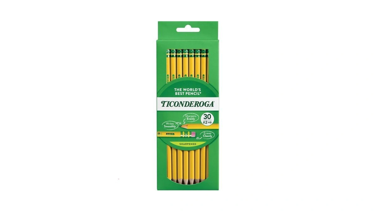 Ticonderoga Wood-cased Pencils, Pre-sharpened, 2 Hb Soft, Yellow, 30 Count,