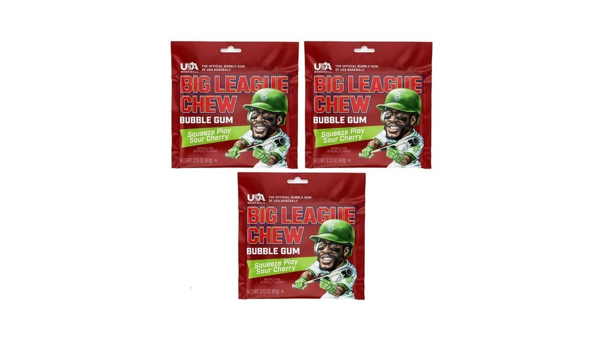 Big League Chew Sour Cherry - Chewing Bubble Gum Pack