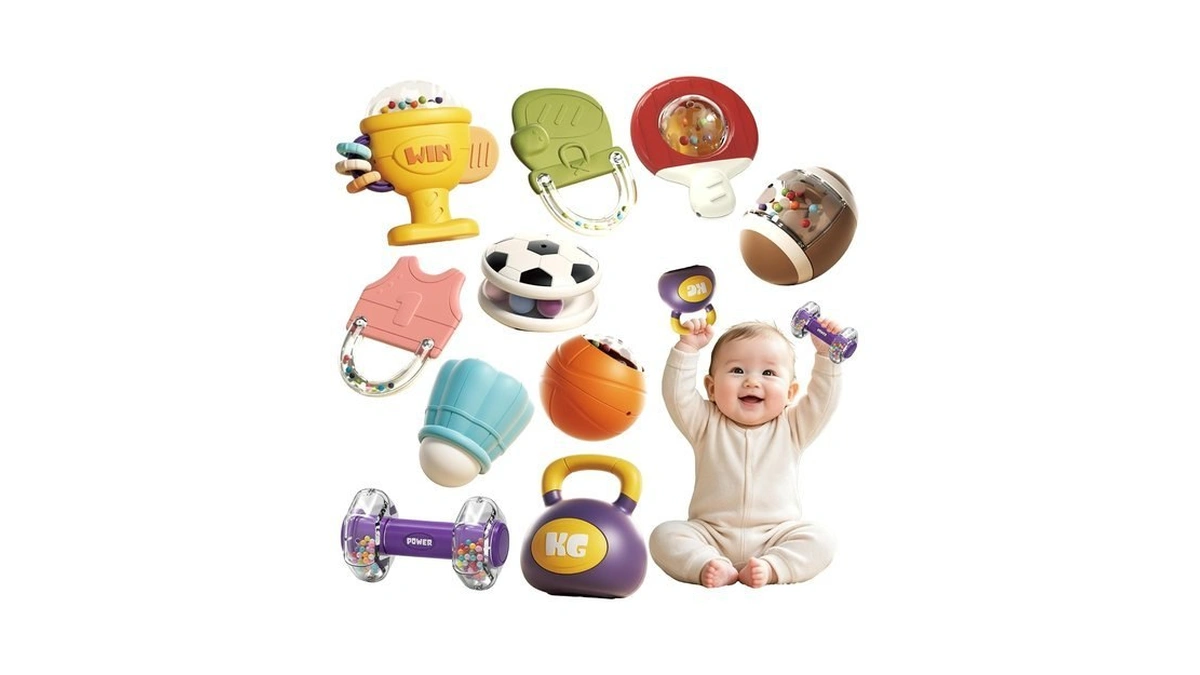 Boy Girl Baby Gym Rattle Toy Set, Infant Teether Sensory
