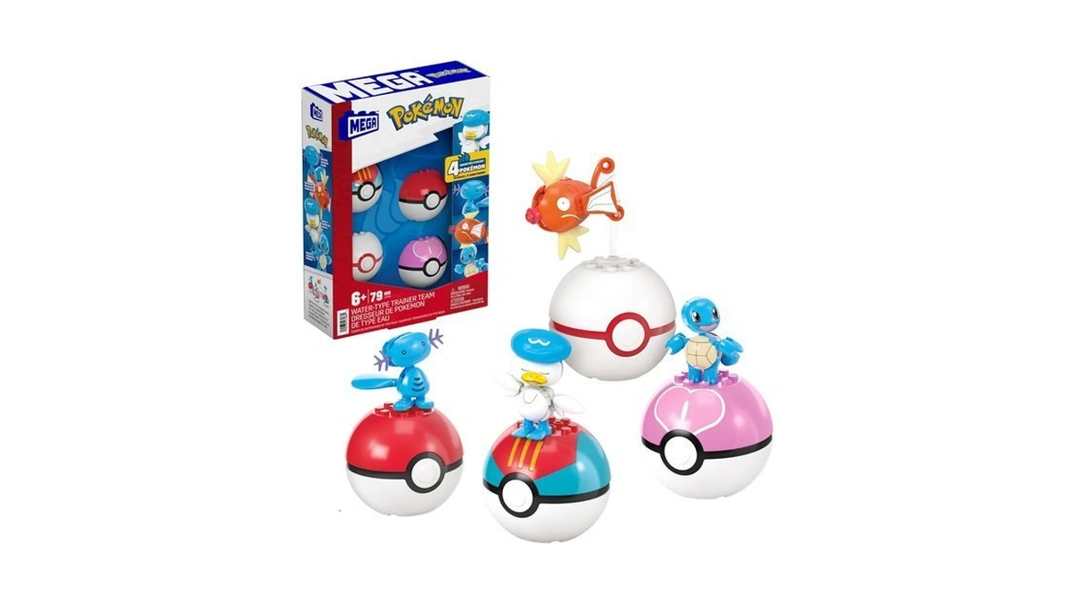 Mega Pokémon Action Figure Building Toys Set, Water-type Trainer Team
