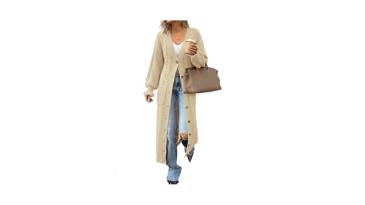 Yousify Womens Long Duster Cardigans Chunky Knit Maxi Sweater Dress