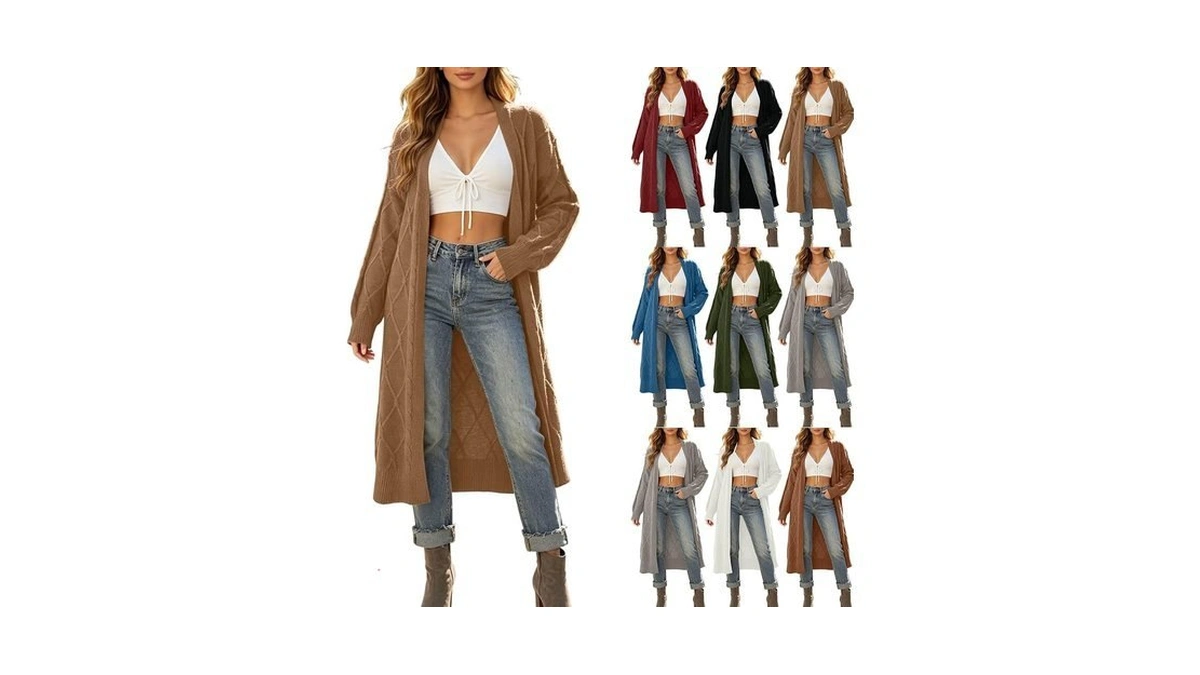 Womens Long Cardigan Sweater Fall Winter Casual Cozy Open Front
