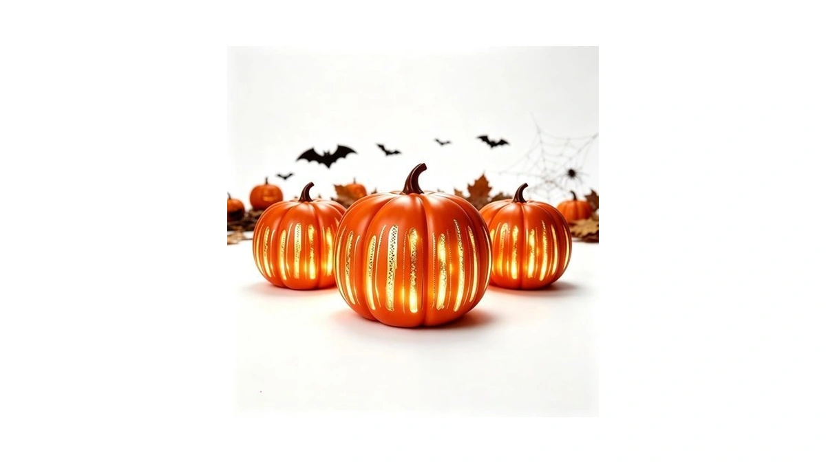 Halloween Pumpkin Night Light Starry Night Resin Illuminated Decor (3
