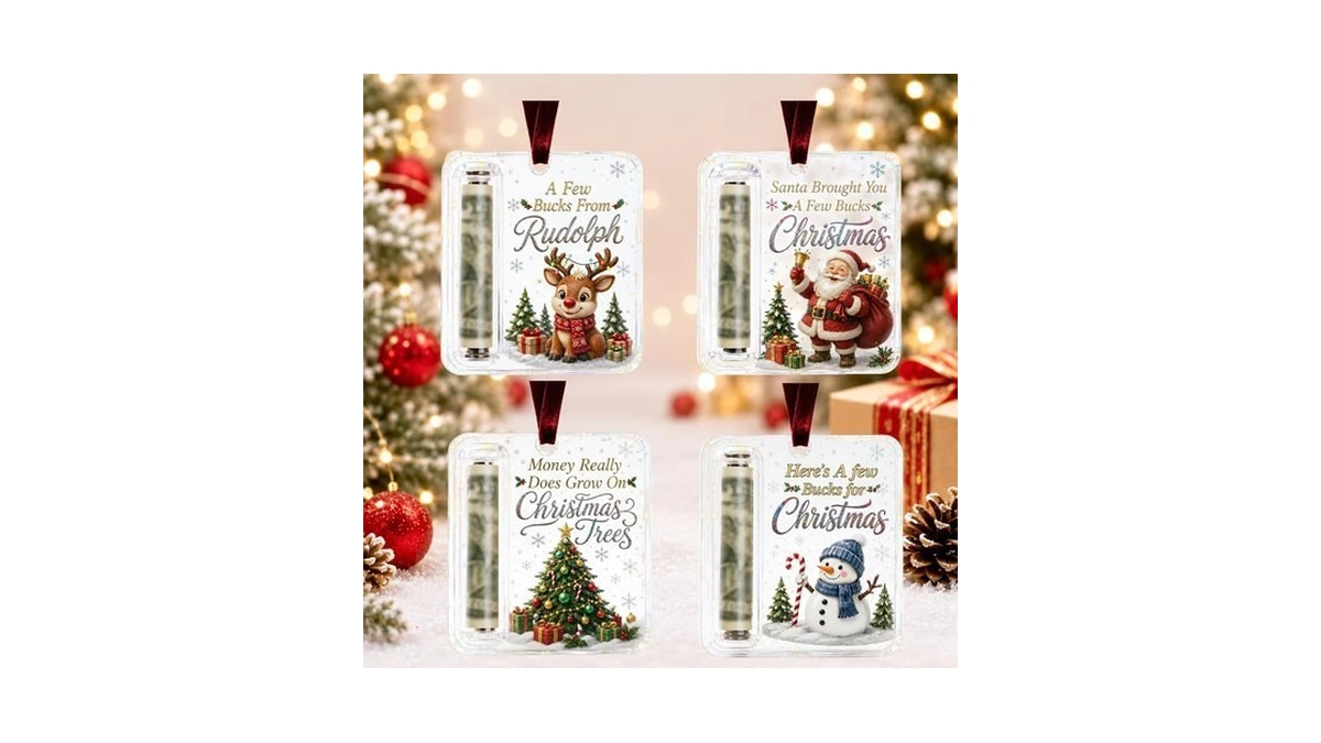 Christmas Cash & Treat Holder Ornament 4pcs, 3.94" Personalized Christmas