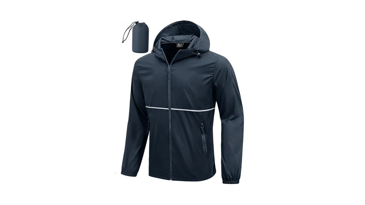 Zity Men's Rain Jacket Waterproof Lightweight Packable Raincoat