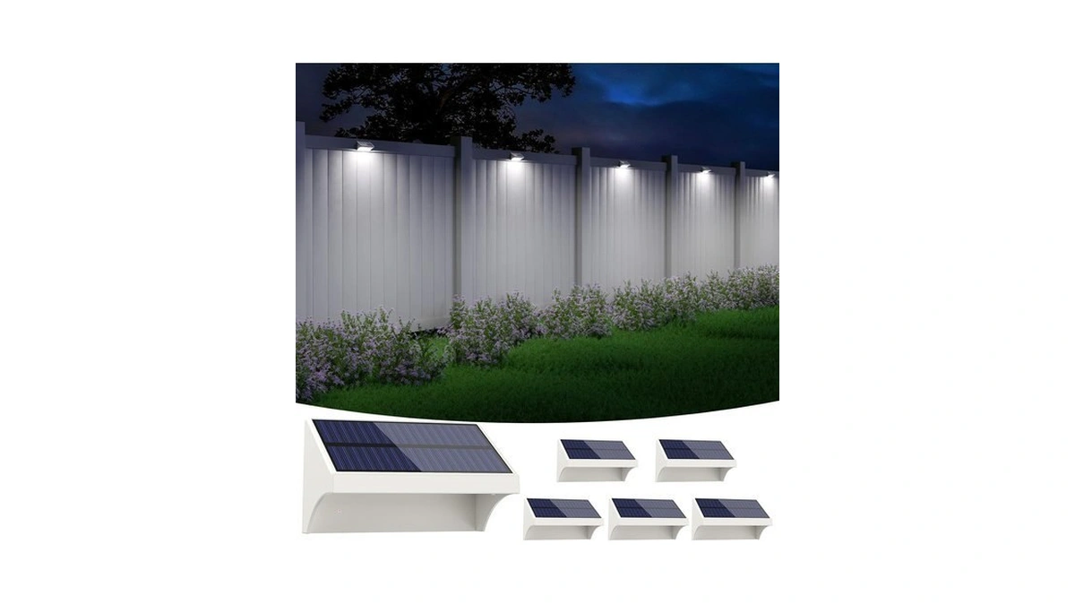 Niorsun Outdoor Fence Lights, 6 Pack Waterproof Led Solar Fence