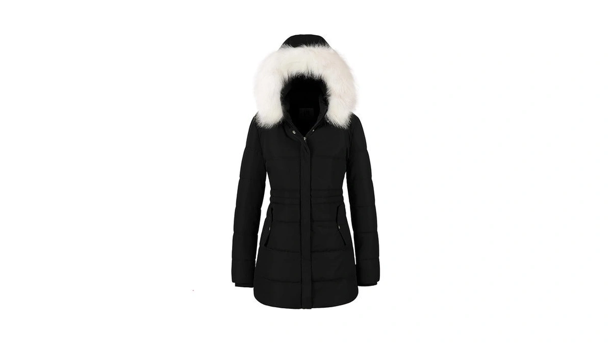 Chrisuno Women's 3/4 Length Winter Coat Parka Jacket With Removable