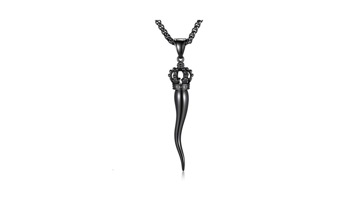 Men's Stainless Steel Italian Horn Cornicello Pendant Necklace Amulet Gift