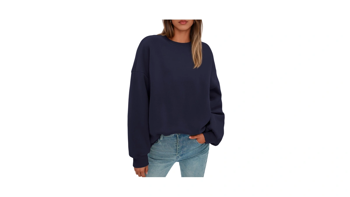 Prettygarden Womens Oversized Crewneck Sweatshirt,navy Blue,s