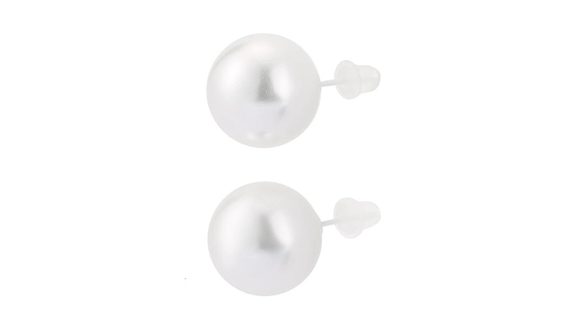 Aoova S925 Sterling Silver Pearl Stud Earrings, White Shell Pearls,