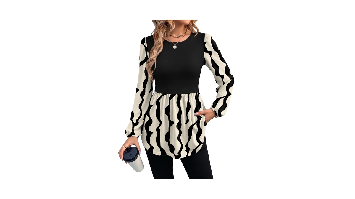 Wiholl Womens Long Sleeve Shirts Peplum Tunic Tops Fall Clothes,