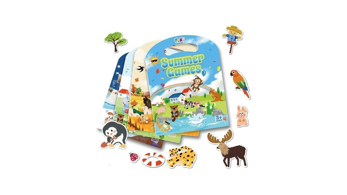 Foki Toddler Reusable Sticker Book, 4 Sets 130 Animal Jelly