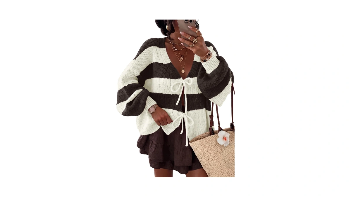 Trendy Queen Womens Oversized Striped Cardigan Sweaters Chunky Fall Outfits