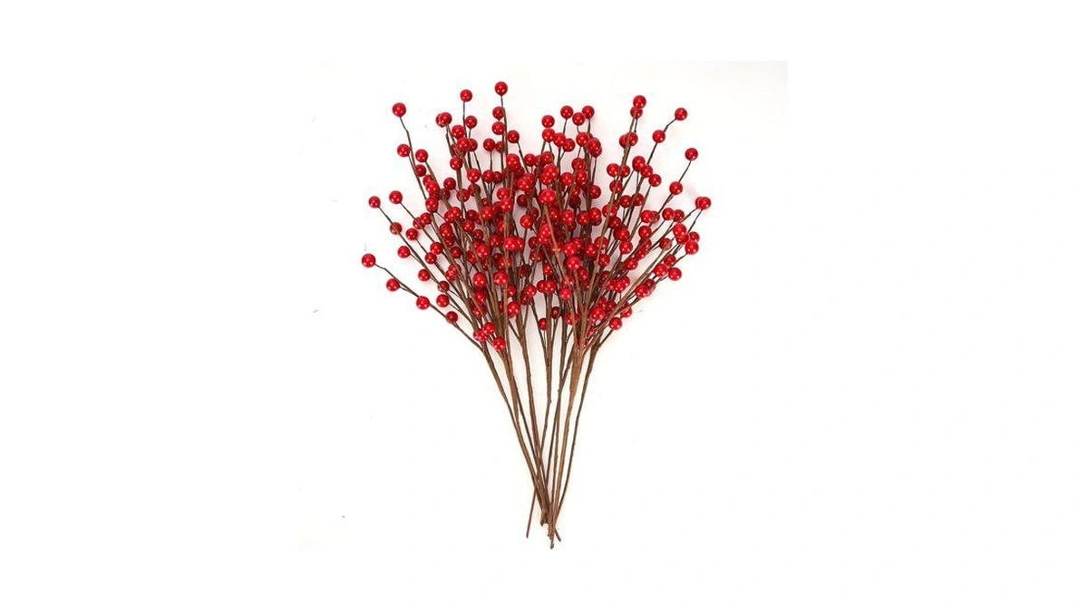 Osfvn Christmas Berries Picks Red 14 Inches Set Of 12