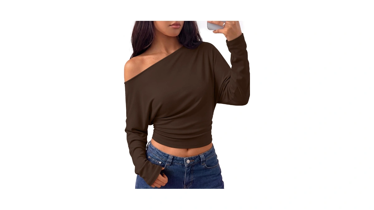 Trendy Queen Off The Shoulder Tops For Women Fall Crop