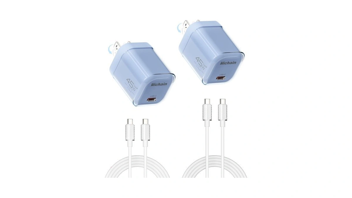 Hichain 2pack 45w Gan Wall Charger Blue With White 60w