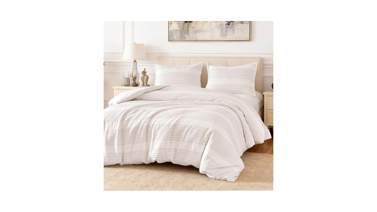 Amazon Basics Duvet Cover Waffle Weave 3-piece Cotton-like Soft Bedding