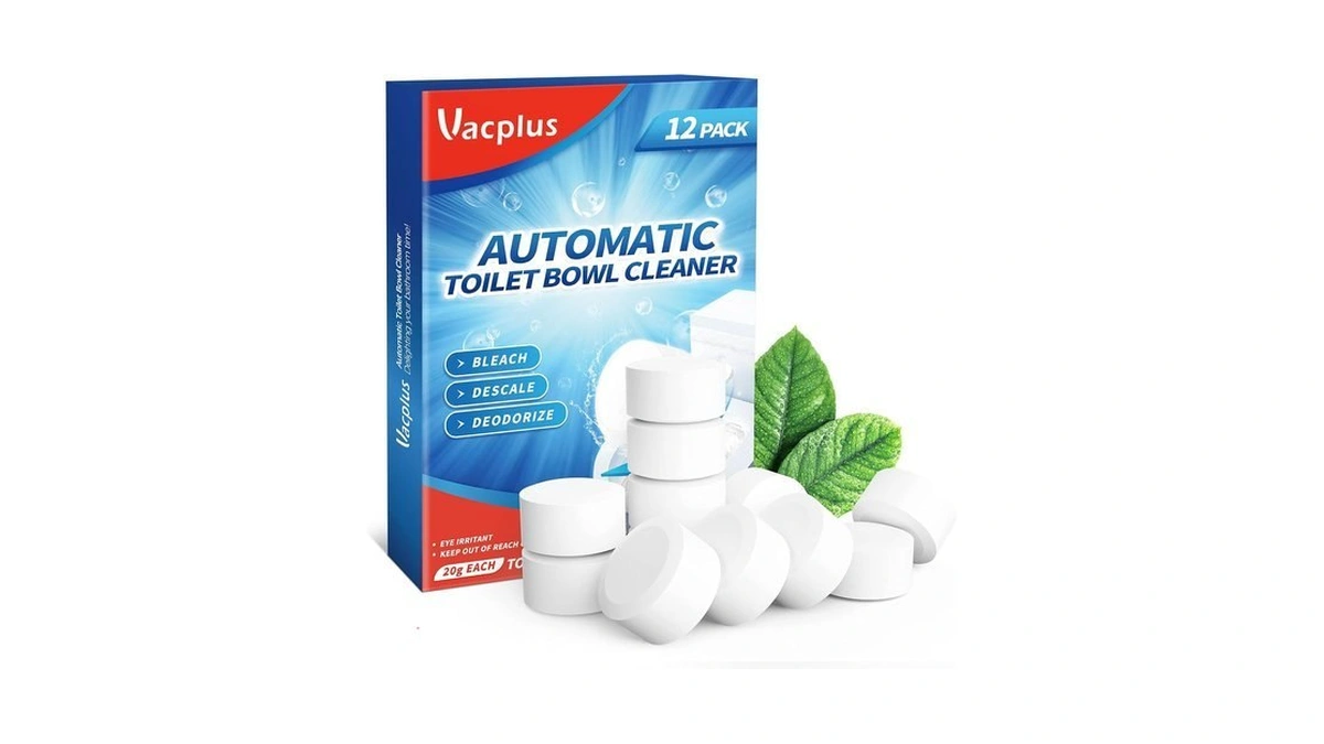 Vacplus Toilet Bowl Cleaner Tablets 12 Pack, Automatic Toilet Bowl