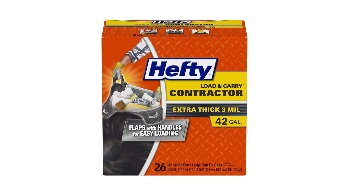 Hefty Load And Carry Contractor 42 Gallon Trash Bags, 3.0