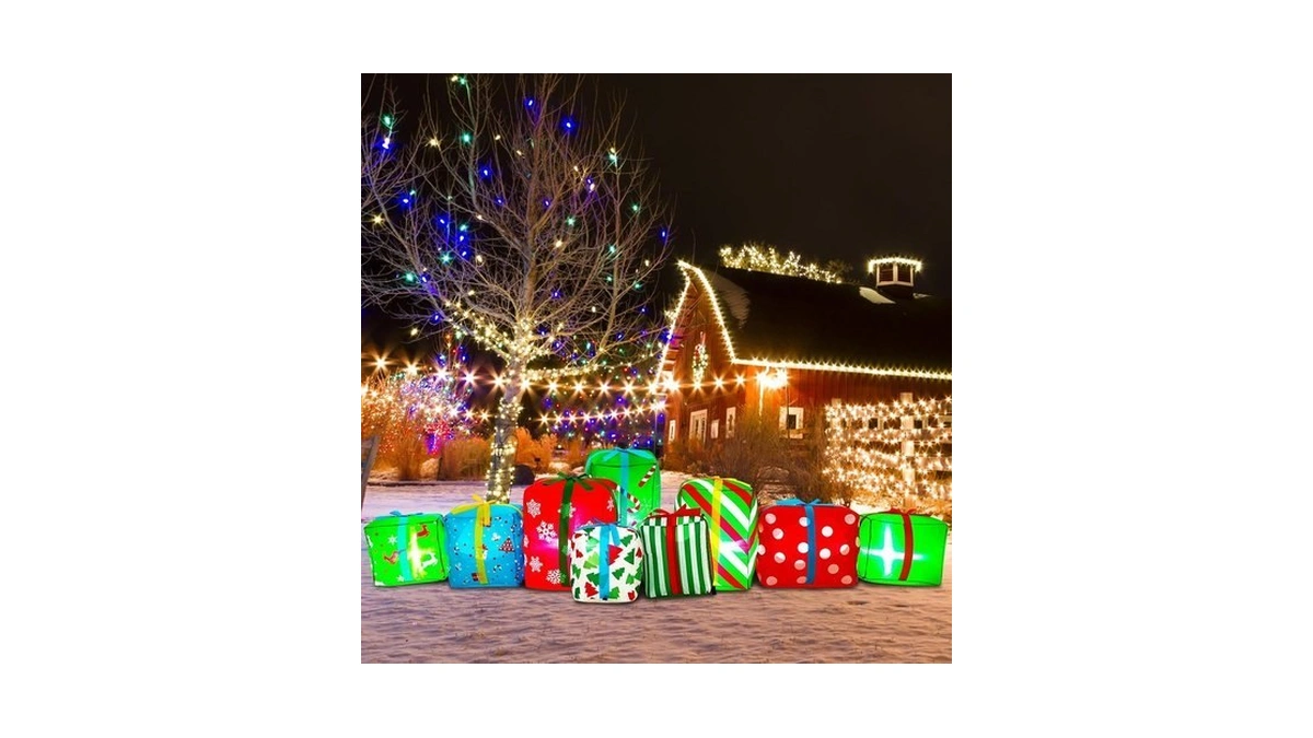Sosation 9ft Christmas Inflatable Gift Boxes With Led Lights Outdoor
