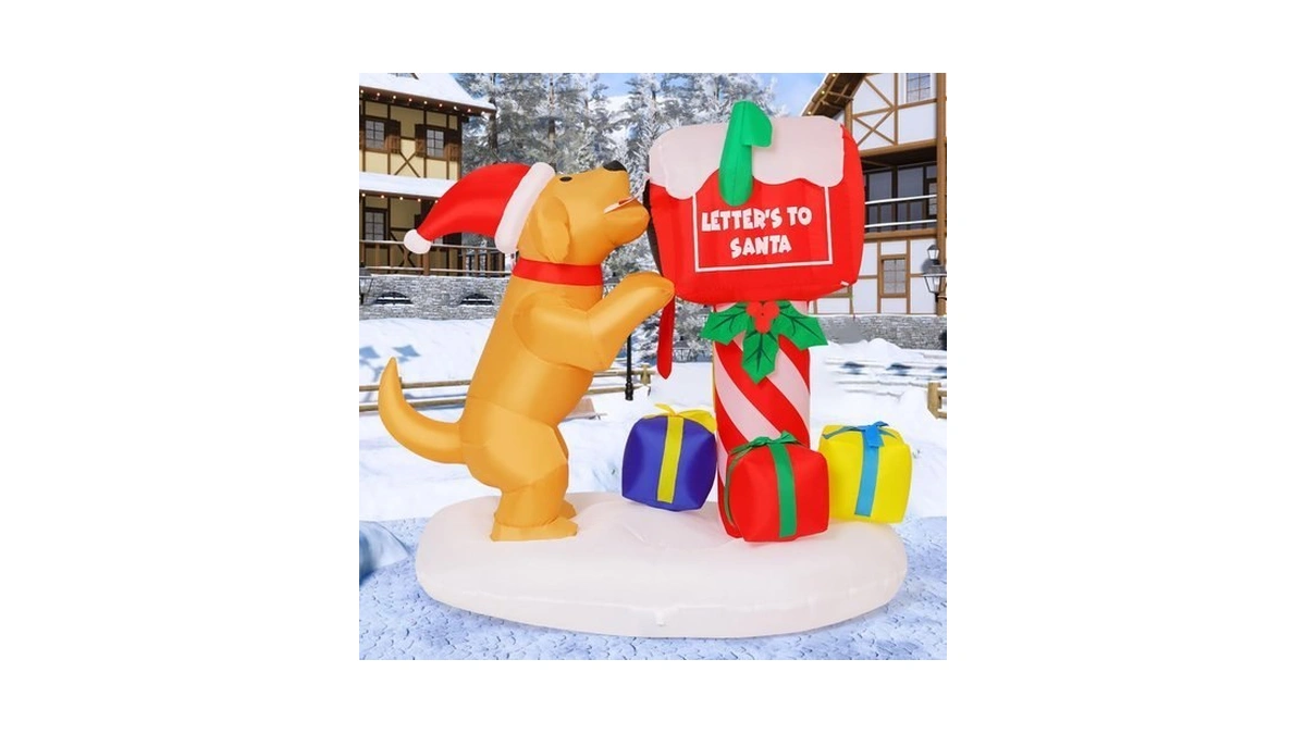 Comin 5ft Christmas Inflatables Dog Mailbox Gift Yard Decor With