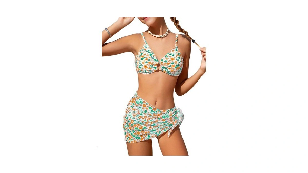 Oyoangle Girls Bikini Sets Floral Cute Girls Swimsuit Bathing Suits