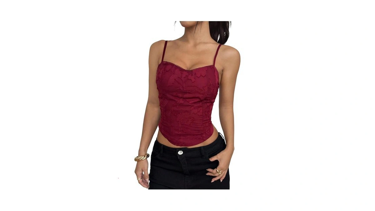 Soly Hux Women's Floral Camisole Tops Lace Up Tie Back
