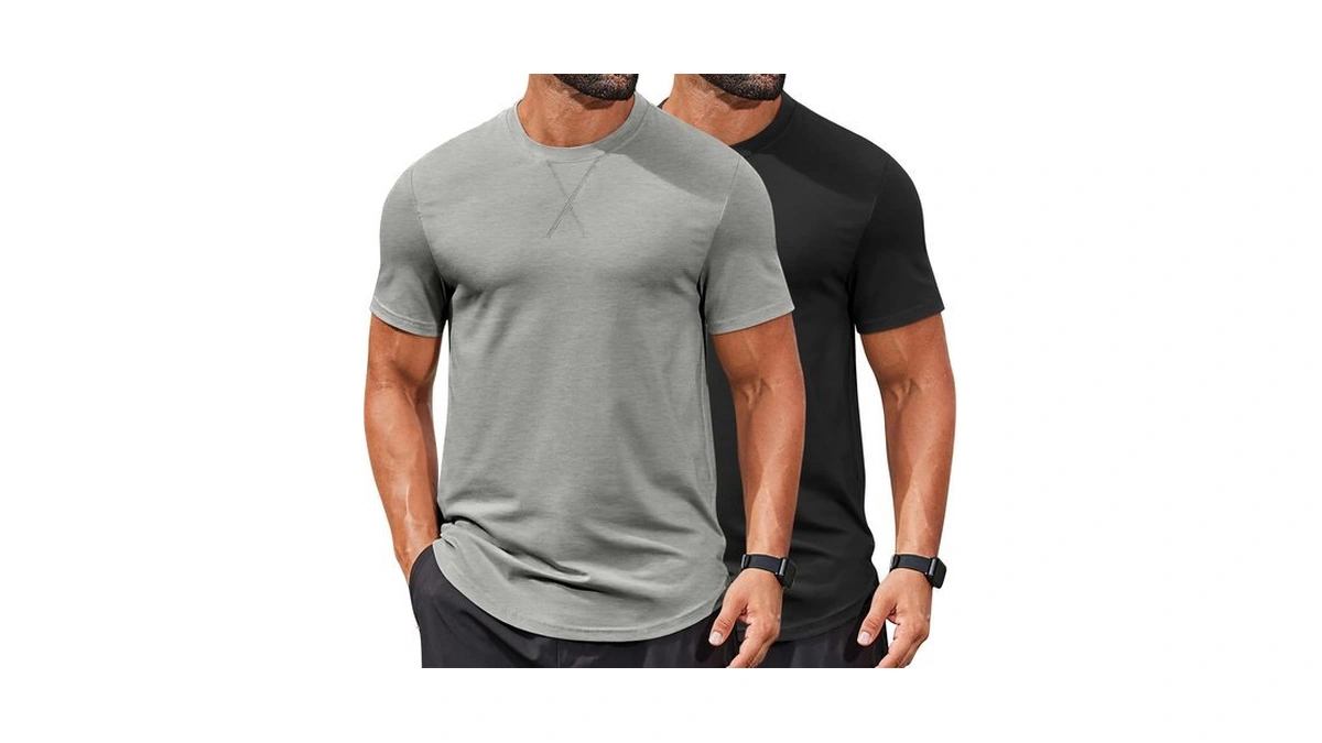 Coofandy Mens Workout Shirts Short Sleeve Cotton T-shirts Hipster Hip