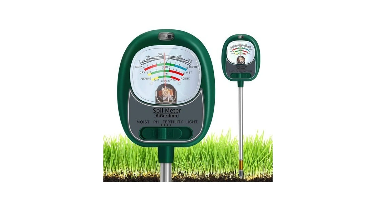 Aigerdinn Soil Moisture Meter For Plants, 4-in-1 Soil Tester -