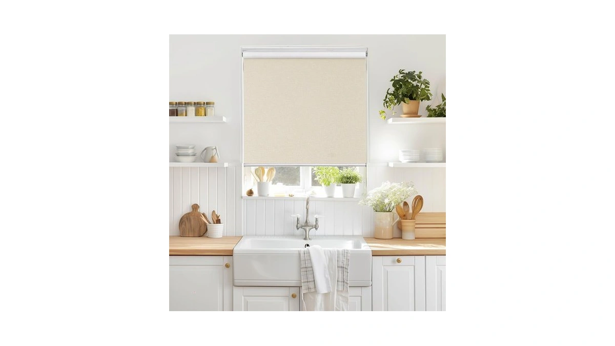 Chrisdowa Cordless 100% Blackout Roller Shade, With Striped Jacquard, Thermal