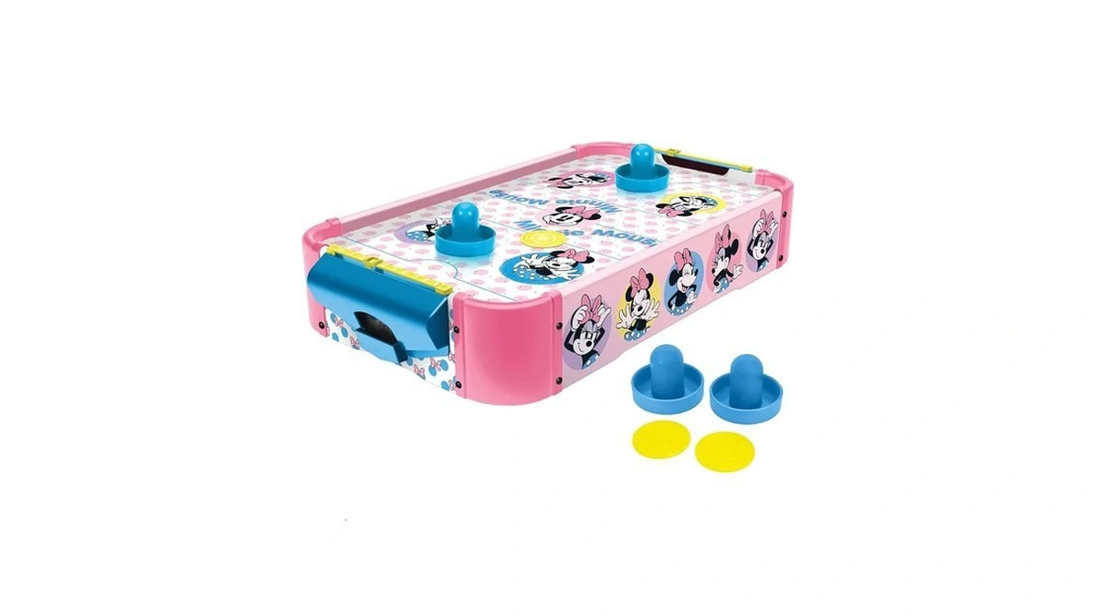 Disney Minnie Mouse Wooden Tabletop Air Hockey Game, 2-player, Ages