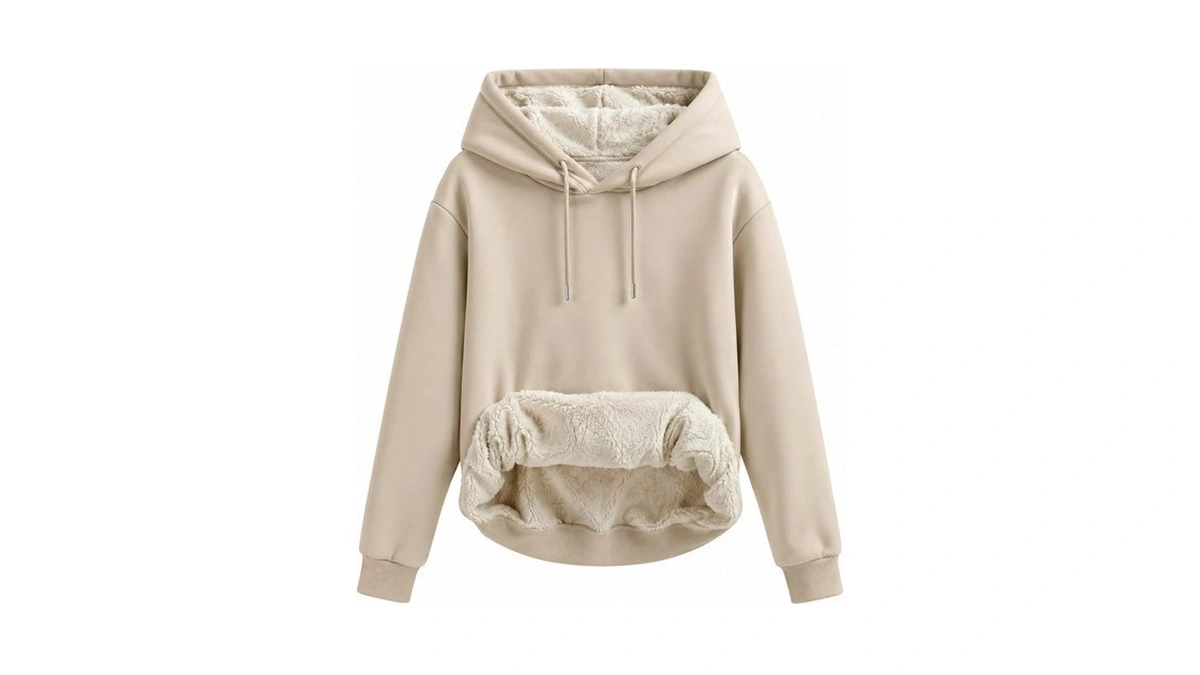 Women's Sherpa Lined Hoodie, Warm Fleece Pullover Sweatshirt With Pocket