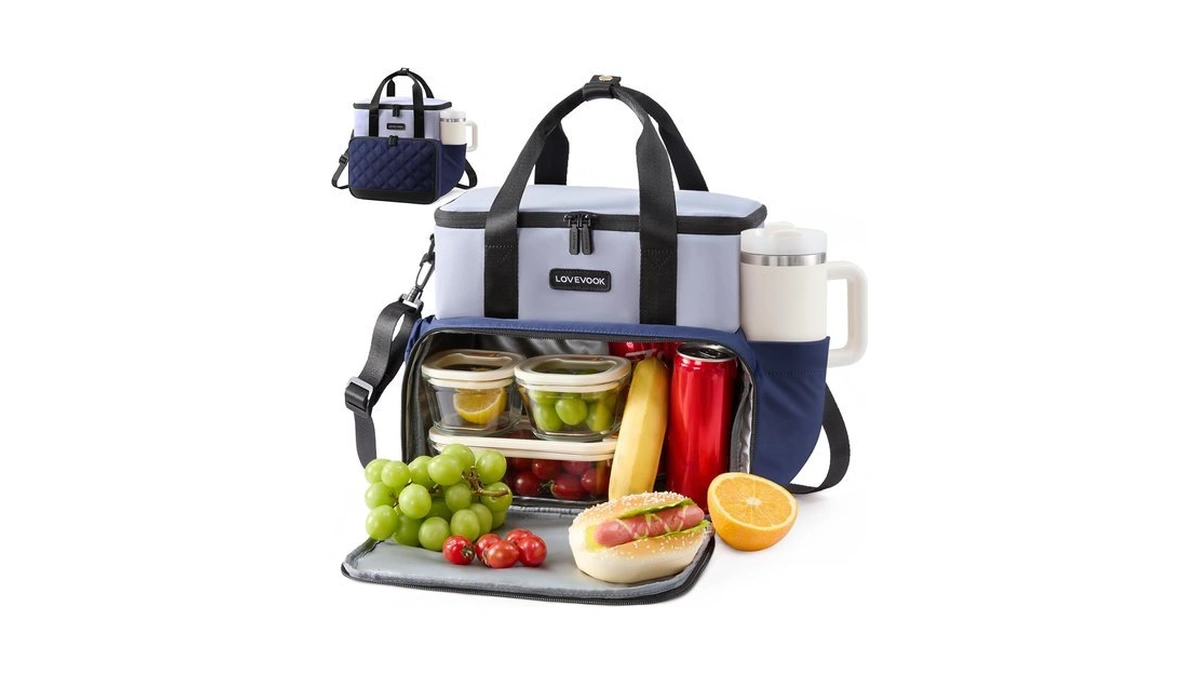 Lovevook Insulated Lunch Bag For Women Men, Large Double Deck