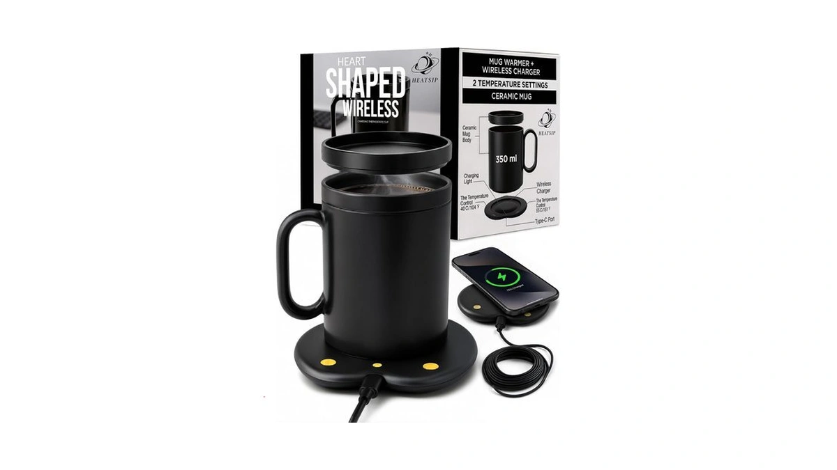 Heatsip Wireless Heated Mug With Charging Base, 350 Ml Ceramic
