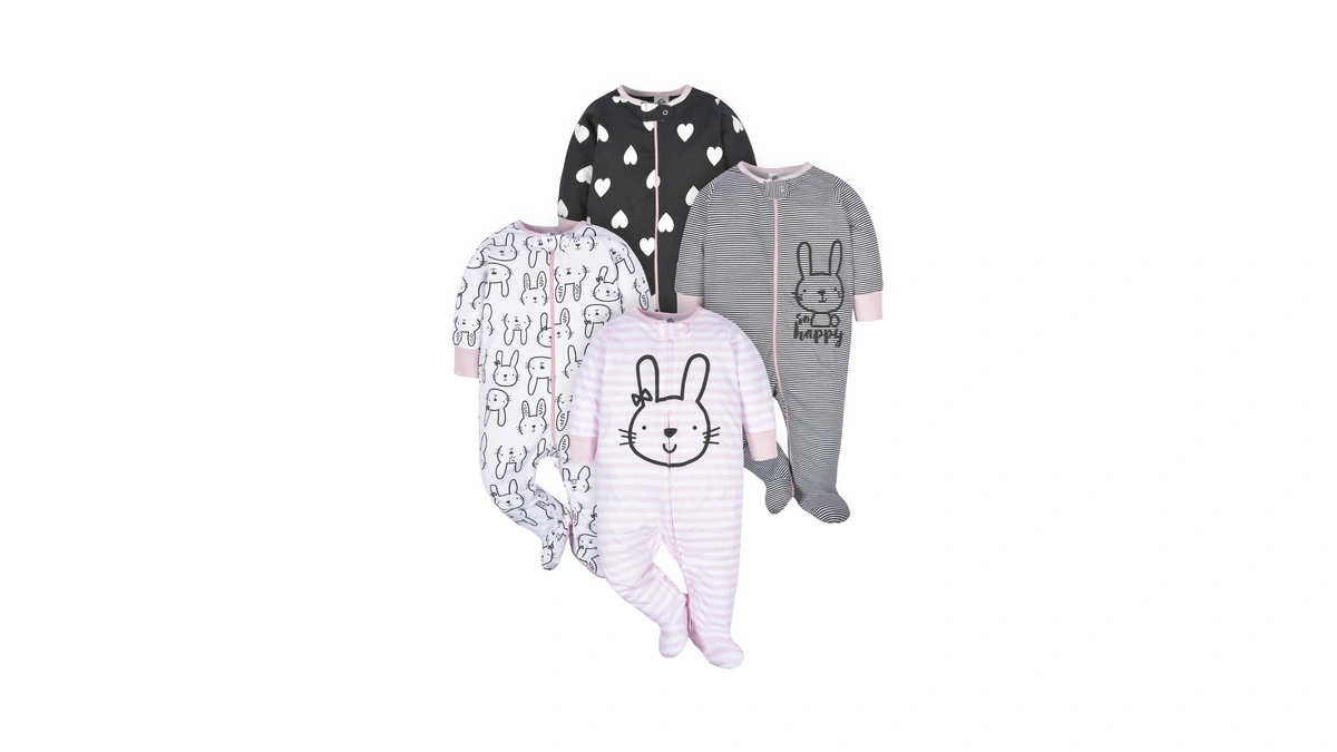 Gerber Baby Girls 4 Pack Sleep 'n Play Footie Bunny
