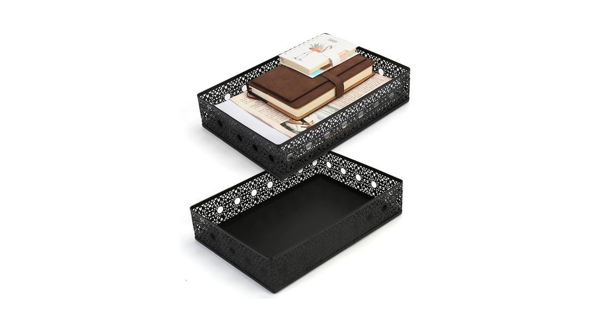 Esofficce Desk Drawer Organizer, A4 Large Metal Mesh Desk Organizer