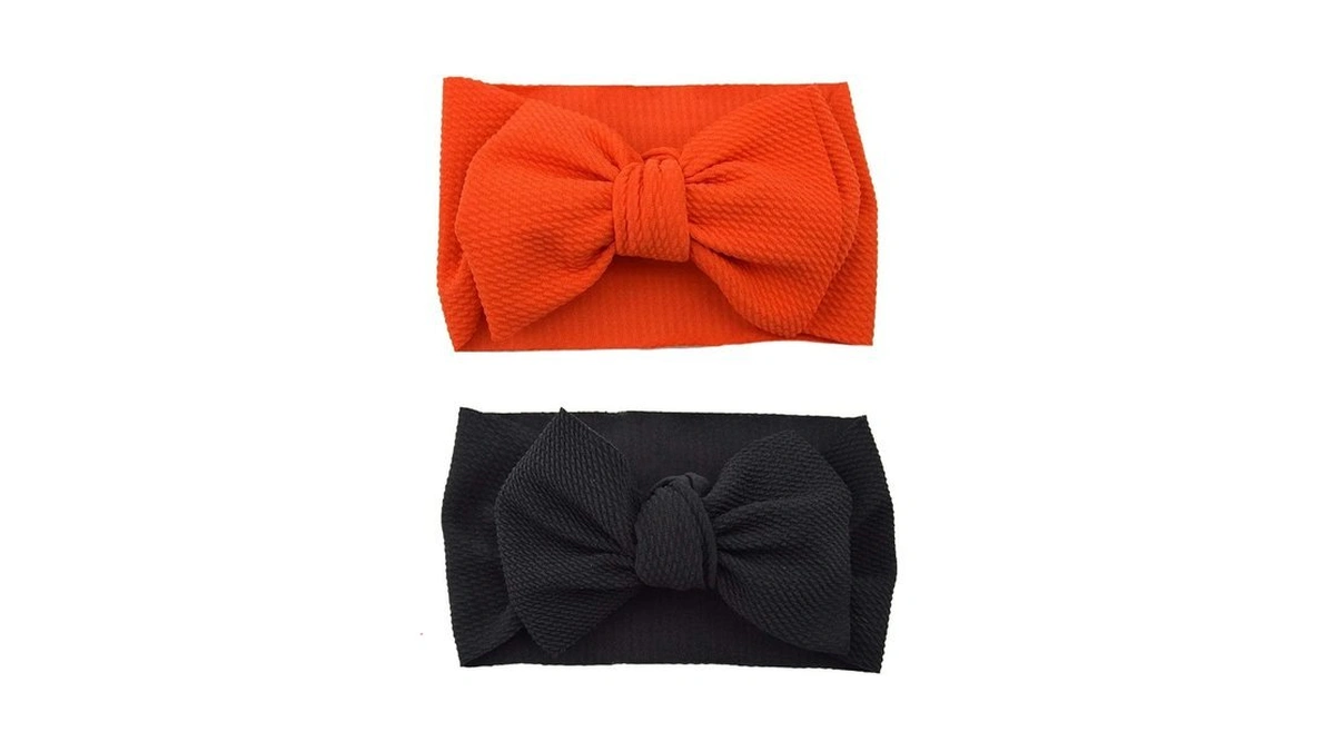 Koolgil Baby Girl's 8'' Halloween Soft Large Bowknot Nylon Printing