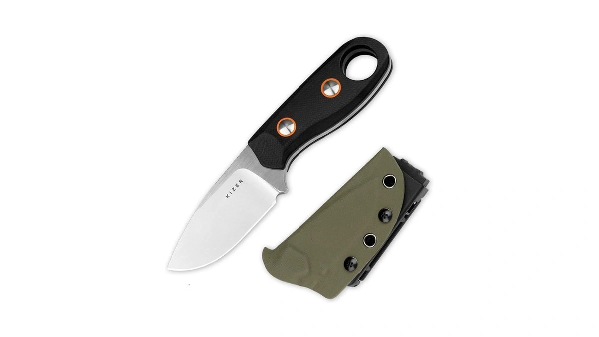 Kizer Beaver Fixed Blade Knife, 2.75" Drop Point Nitro-v Blade,