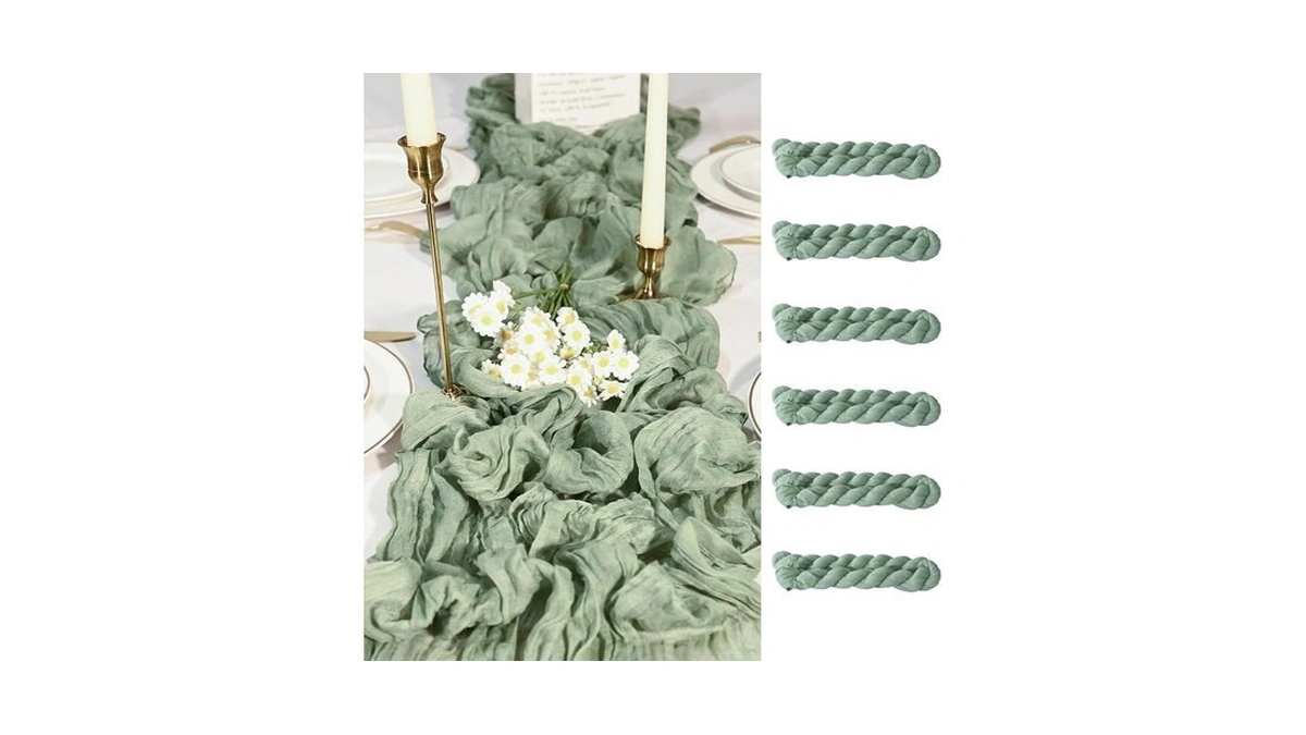 Pack Sage Green Cheesecloth Table Runners Inc...
