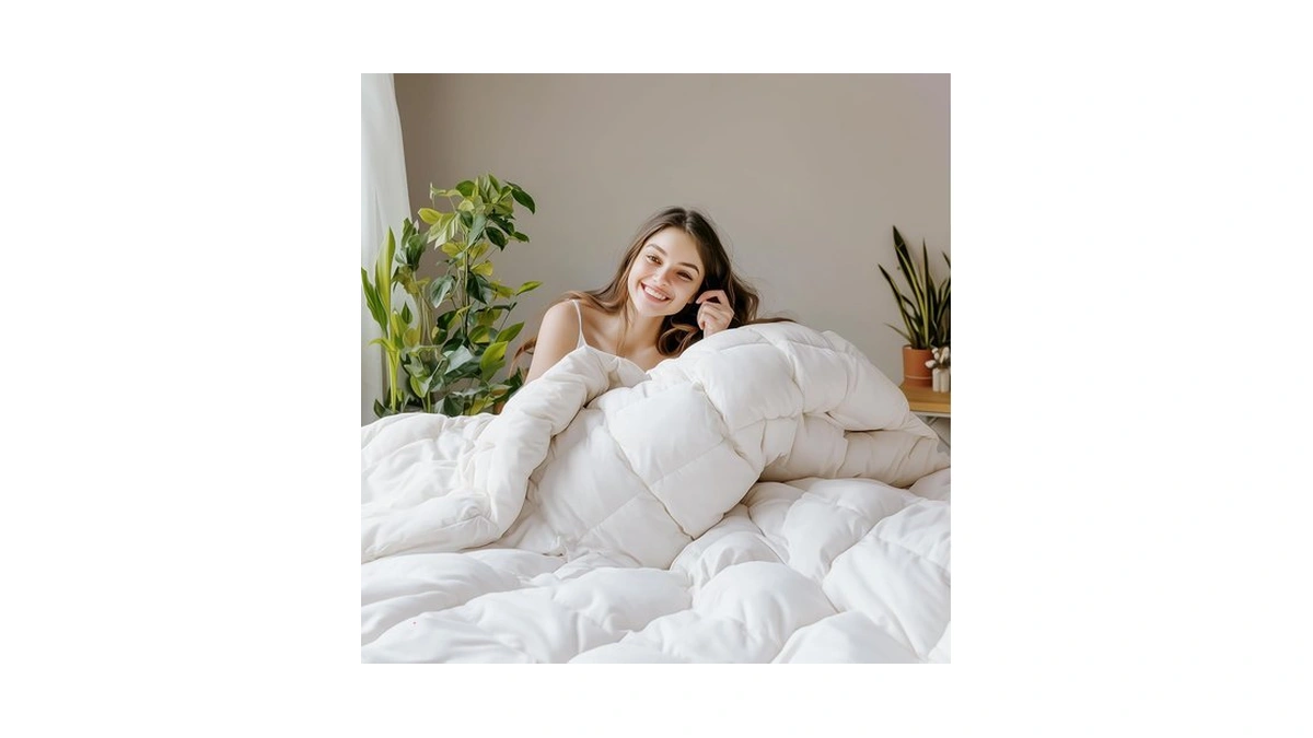 Sanswan Goose Down Feather Fiber Comforter Queen Size Duvet Insert