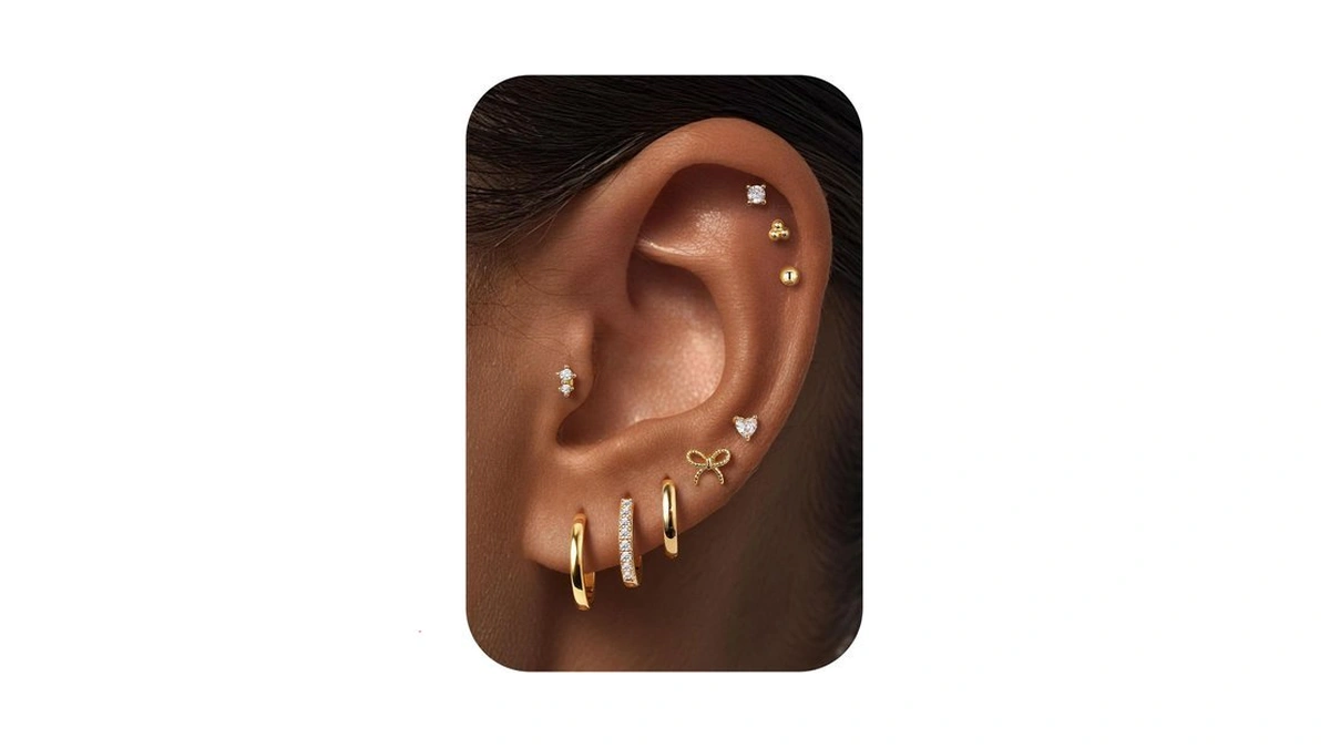 M Mooham Flat Back Earring For Women Teen Girls, Hypoallergenic