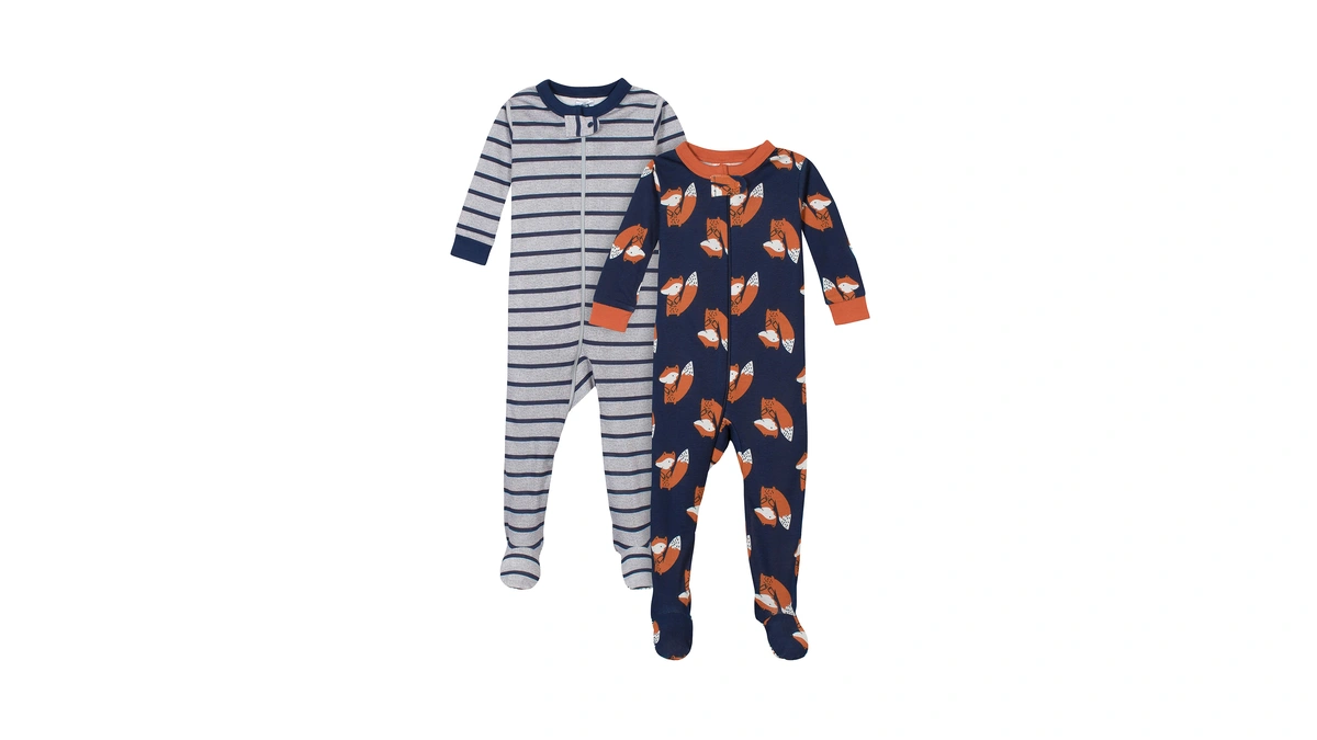 Gerber Baby Boys 2-pack Footed Pajamas, Fox Grey, 4t
